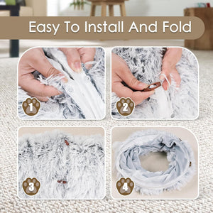 Cat Tunnel Bed – Indoor Play Tube with Washable Soft Mat for Cats & Small Pets
