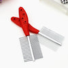 Double-Row Pet Grooming Comb – Stainless Steel & Plastic Hair Brush