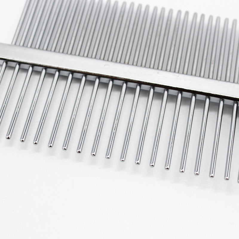Double-Row Pet Grooming Comb – Stainless Steel & Plastic Hair Brush
