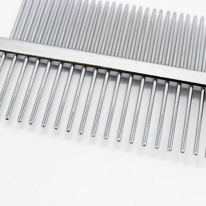 Double-Row Pet Grooming Comb – Stainless Steel & Plastic Hair Brush