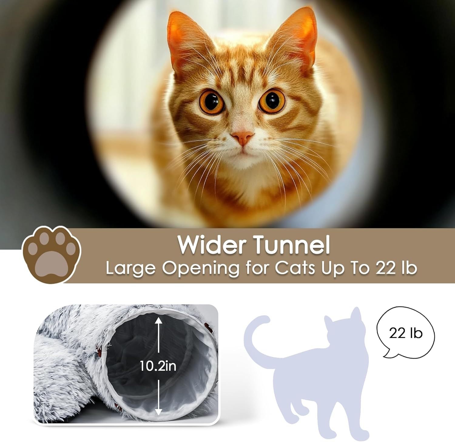 Cat Tunnel Bed – Indoor Play Tube with Washable Soft Mat for Cats & Small Pets