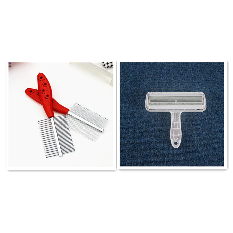 Double-Row Pet Grooming Comb – Stainless Steel & Plastic Hair Brush