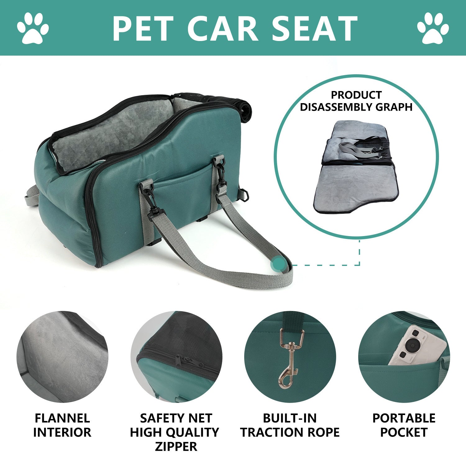 Removable Washable Car Pet Kennel – Portable Pet Mat & Carrier