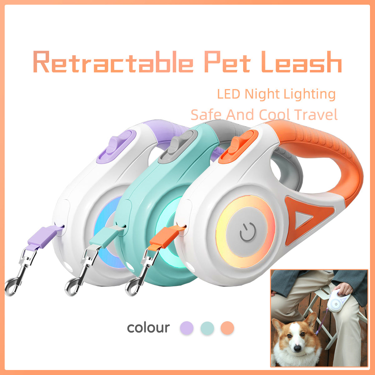 Retractable Dog Leash & Collar Set – Automatic Pet Traction Rope for Small & Medium Dogs