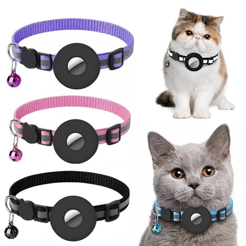 Reflective Nylon AirTag Collar Cover – Waterproof Pet ID Holder for Dogs & Cats